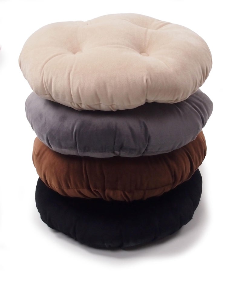 Augld Bar Stool Cushion Soft Velvet Padded Round Stool Cover 12" Velvet Grey - Image 3